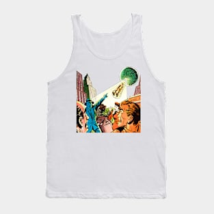 Mass Panic Ufo Abductees City Mysteries of Unexplored Worlds Retro Vintage Comic Book Tank Top